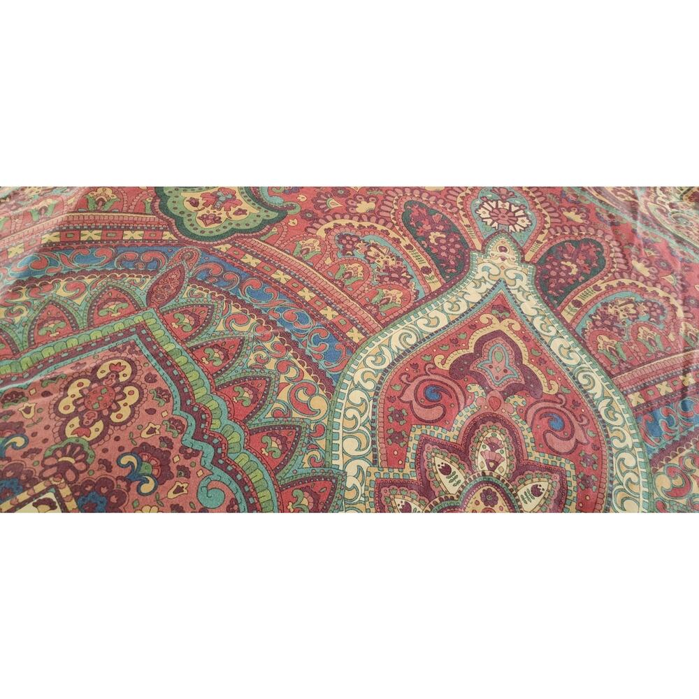 Pottery Barn Red Paisley Floral Cotton King Duvet Cover Pillow Shams - Picture 9 of 10